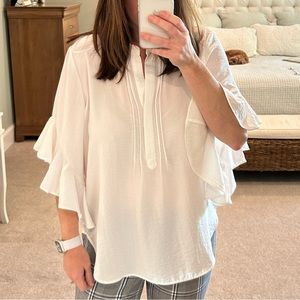 White ruffle dressy top